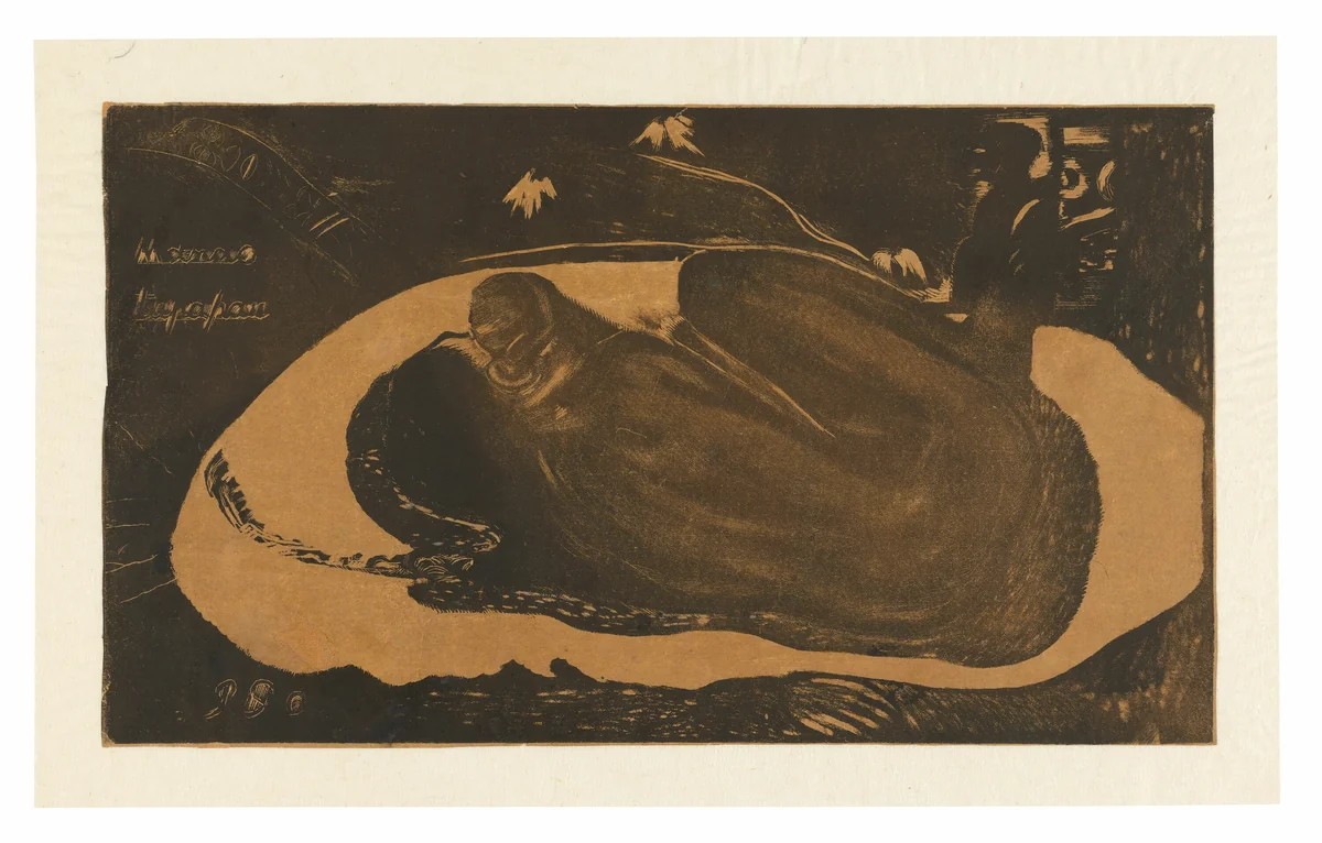 Manau tupapau (She Thinks of the Ghost or The Ghost Thinks of Her), from the Noa Noa Suite by Paul Gauguin, print, 1893-1894