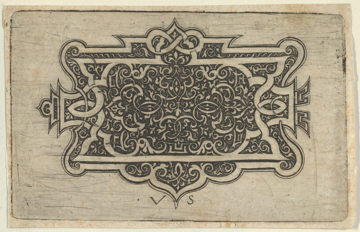 Arabesque Design on Dark Ground by Virgil Solis, print, 1534-1562