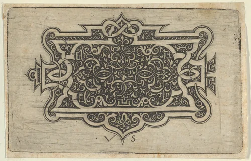 Arabesque Design on Dark Ground by Virgil Solis, print, 1534-1562