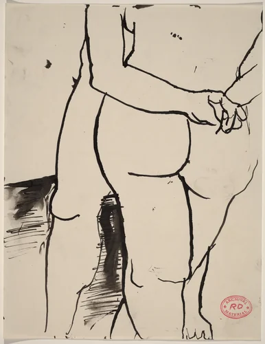Untitled [legs and buttocks of standing nude figures] by Richard Diebenkorn, drawing, 1955-1967