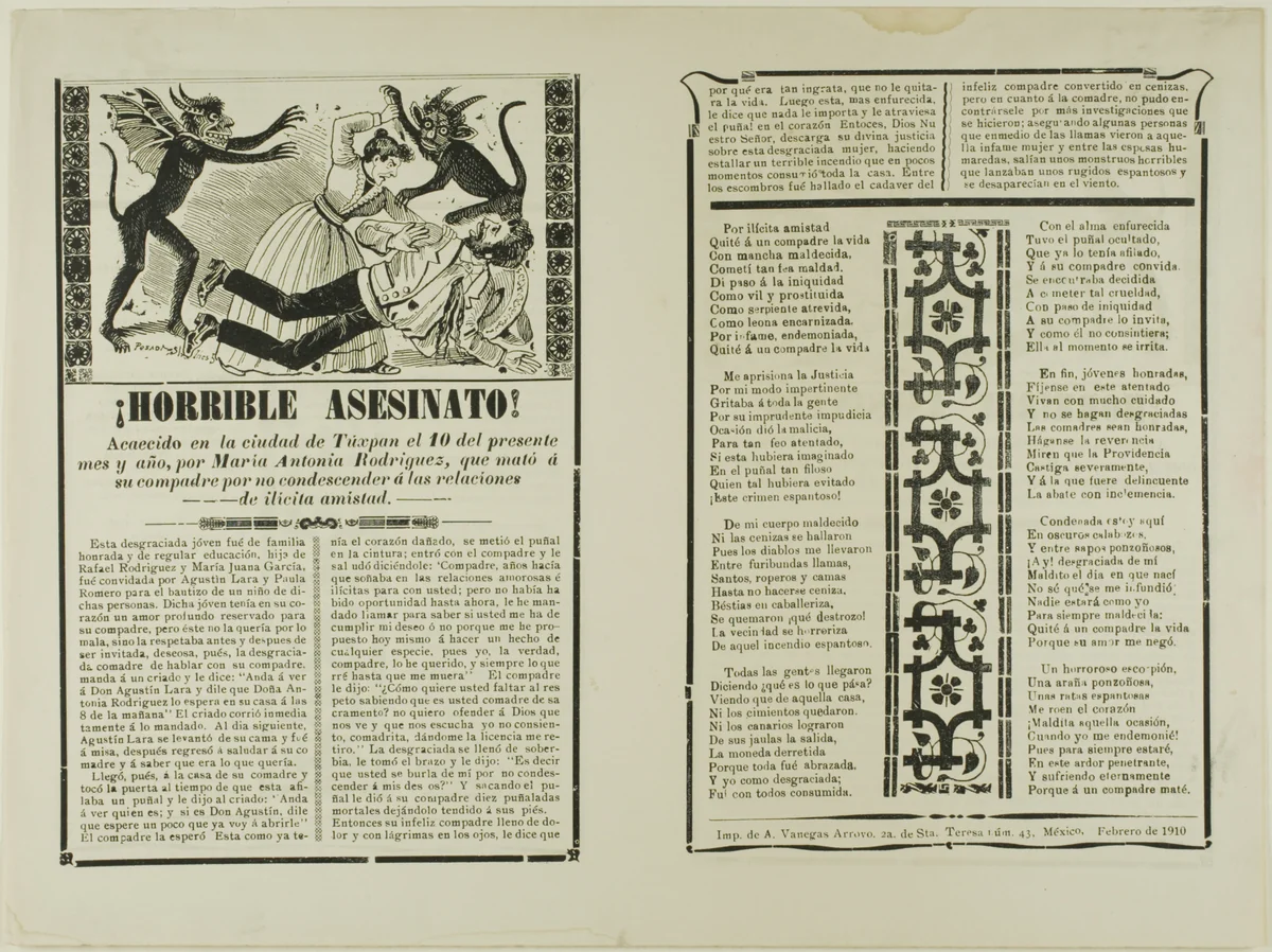 Horrible Murder! by José Guadalupe Posada, print, 1910