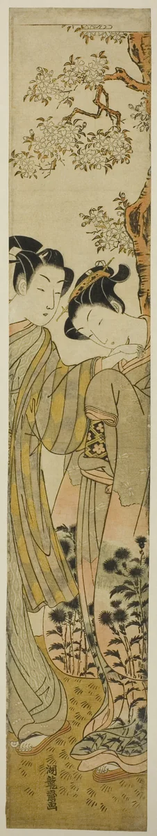 Lovers Under a Cherry Tree by Isoda Koryusai, print, 1766-1776