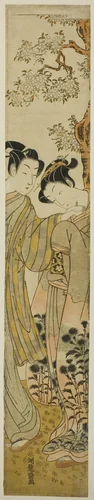 Lovers Under a Cherry Tree by Isoda Koryusai, print, 1766-1776