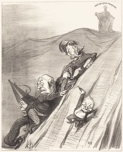 Un Chemin dangereux by Honoré Daumier, print, 1851