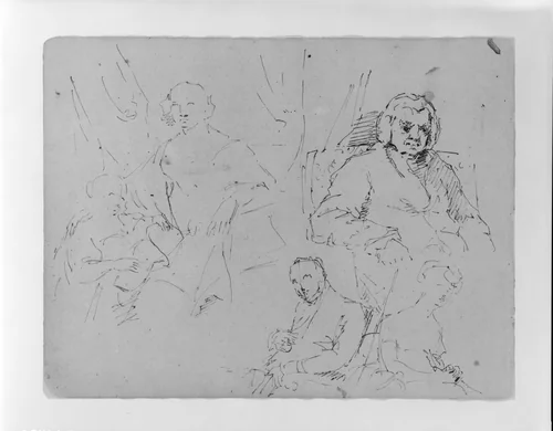 Four Portrait Sketches (from Sketchbook) by Thomas Sully, artwork, 1810-1820
