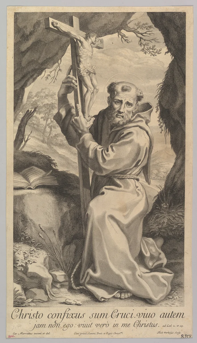 St. Francis (?) by Theodor Verkruis, print, 1646-1739