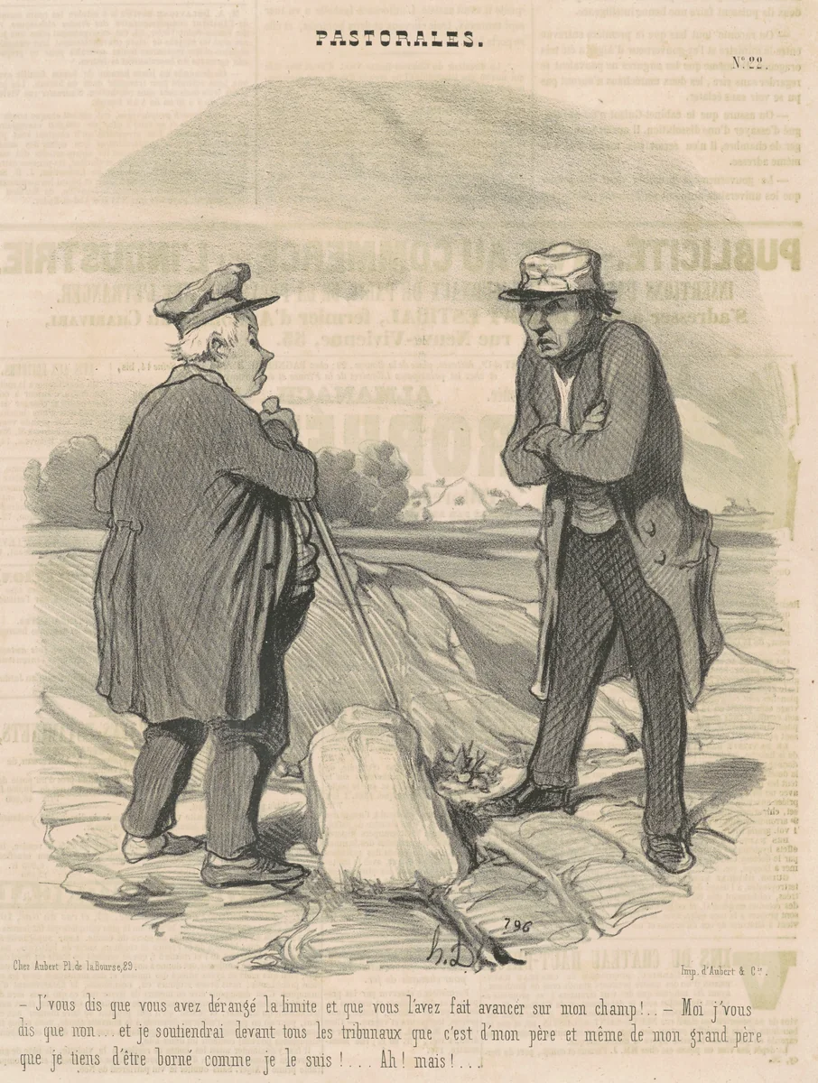J'vous dis que vous avez dérangé la limite ... by Honoré Daumier, print, 1845