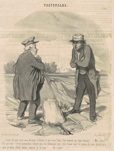 J'vous dis que vous avez dérangé la limite ... by Honoré Daumier, print, 1845