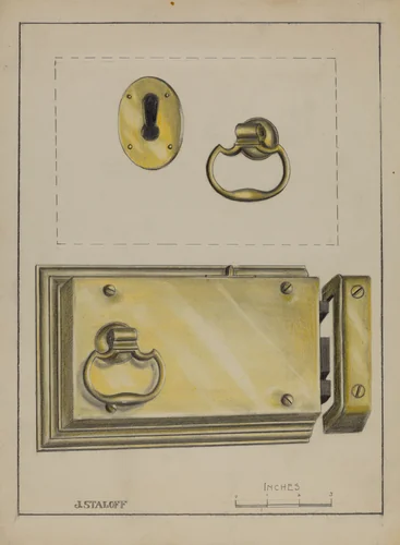Lock Handle and Key Plate by Jack Staloff, index of american design, 1936