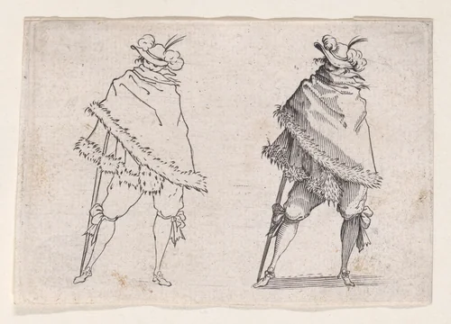Reverse Copy of L'Homme Enroulé dans son Manteau (Man Wrapped in his Mantle), from "Les Caprices" Series A, The Florence Set by anonymous, print, 1620-1700