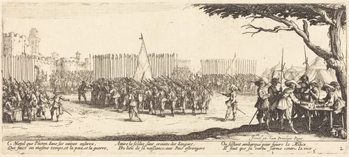 Recruitment of Troops by Jacques Callot, print, 1633