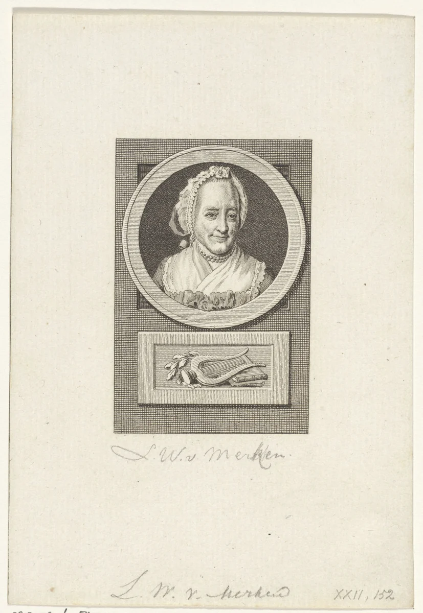 Portret van Lucretia Wilhelmina van Merken by Reinier Vinkeles, print, 1783-1795
