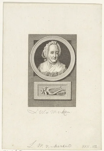 Portret van Lucretia Wilhelmina van Merken by Reinier Vinkeles, print, 1783-1795
