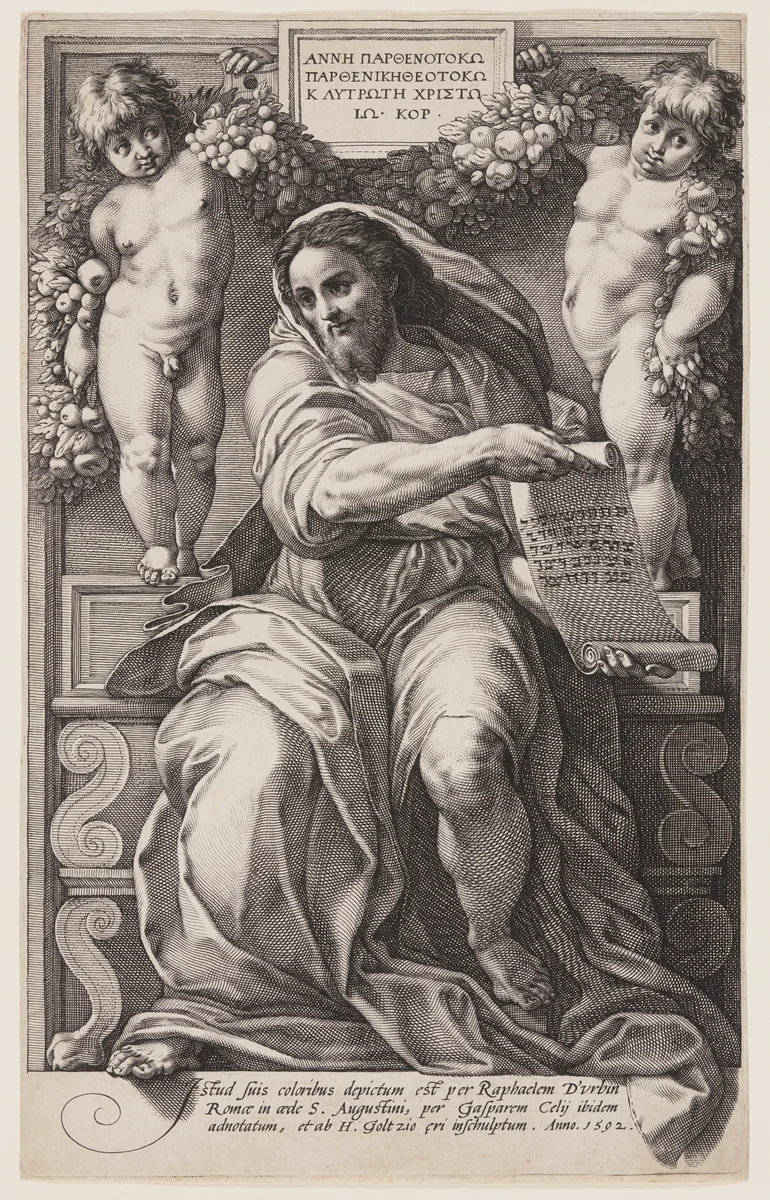 The Prophet Isaiah by Hendrick Goltzius Raphael, print, 1592