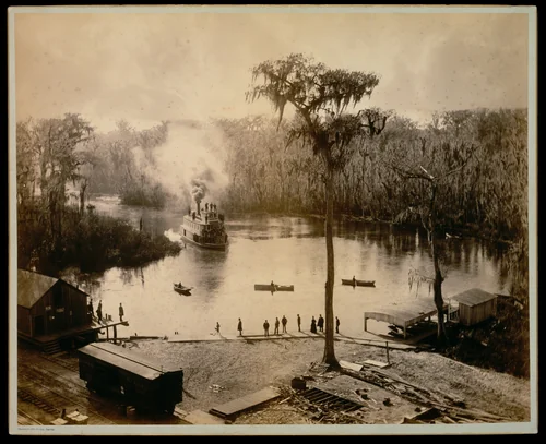 [Stern-Wheeler Arriving at Silver Springs, Florida, after an Overnight Run up the St. Johns, Oklawaha, & Silver Rivers] by George Barker, photograph, 1886