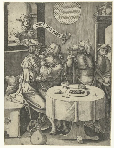 De verloren zoon bij de hoeren by anonymous, print, 1512-1583