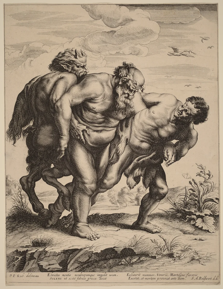 The Drunken Silenus by Schelte Adams Bolswert, print, 1633-1640