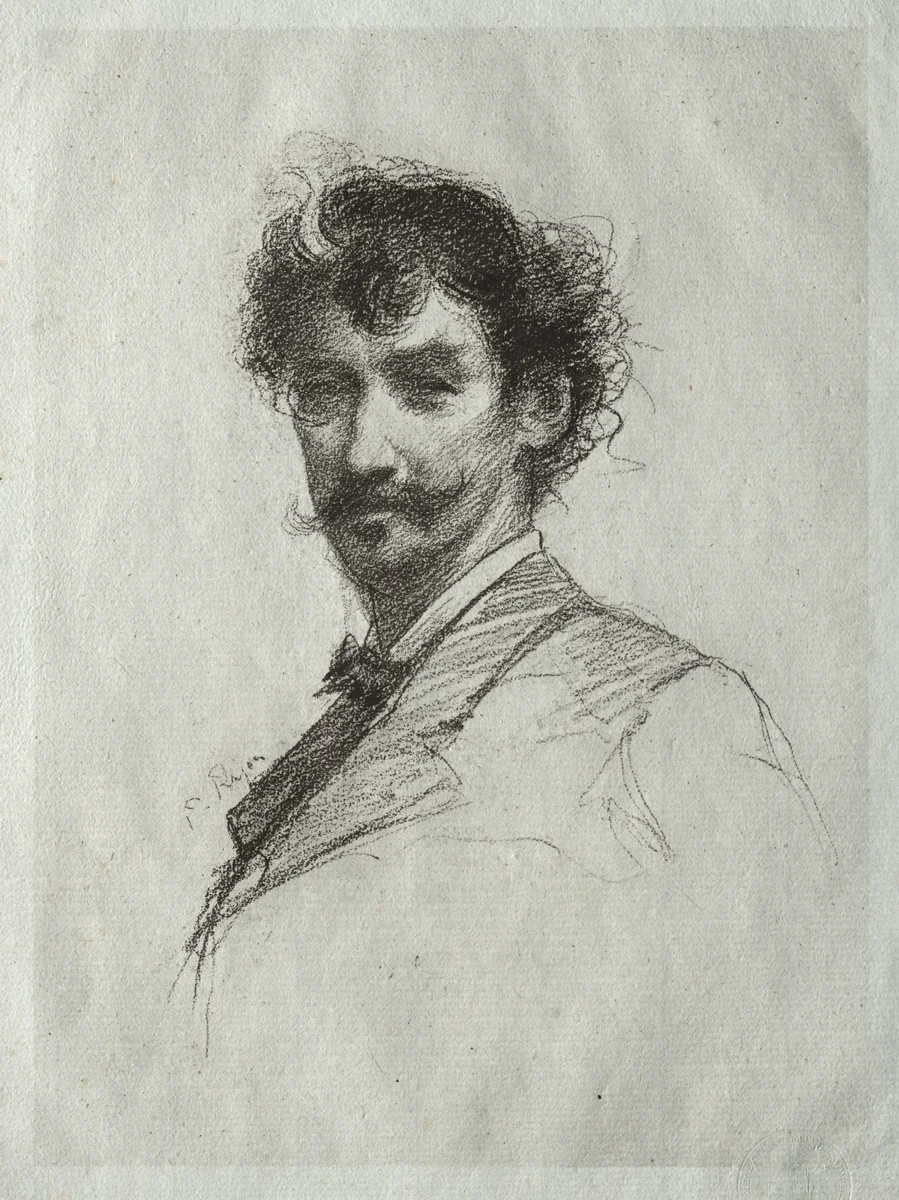 James McNeill Whistler with White Lock and Monocle by Paul Rajon, print, 1875-1888