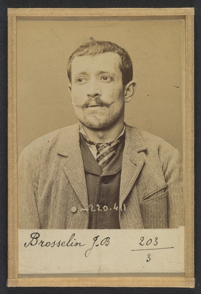 Brosselin. Jean-Baptiste. 32 ans, né le 10/1/62 à Aulay (Côte d'Or). Menuisier. Anarchiste. 2/7/94. by Alphonse Bertillon, photograph, 1894