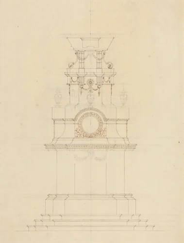Design for a Catafalque by French 18th Century, drawing, 1700-1799
