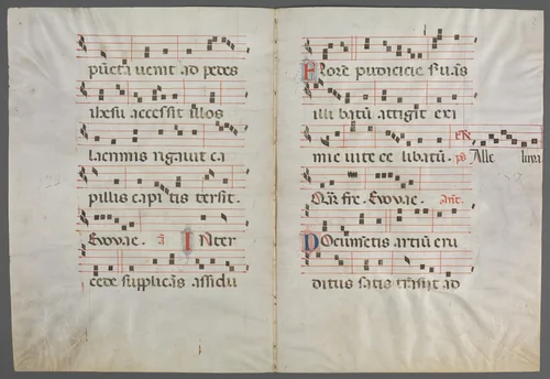 Bifolium from an Antiphonary: Music by Primo Miniatore di San Domenico, manuscript, 1320-1340