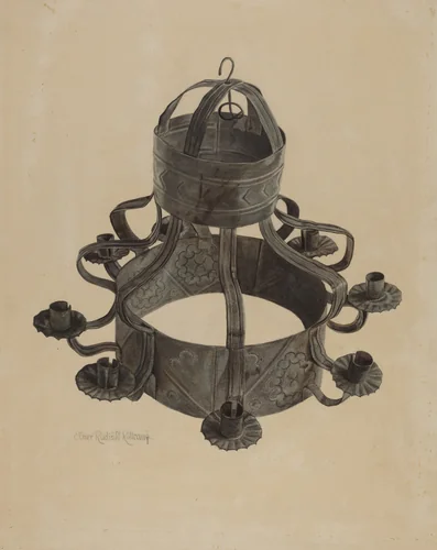 Pa. German Chandelier by Elmer R. Kottcamp, index of american design, 1935-1942
