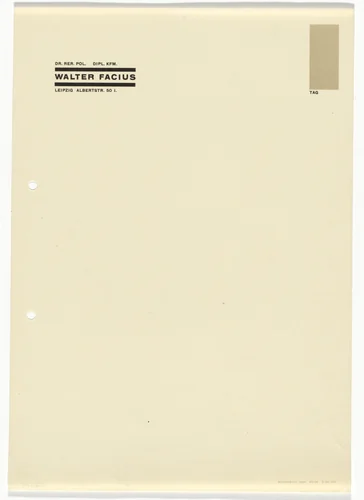 Walter Facius letterhead by Herbert Bayer, design, 1920