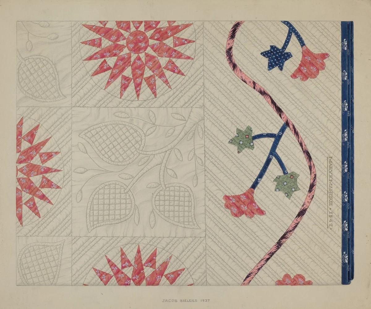 Quilt by Jacob Gielens, index of american design, 1937