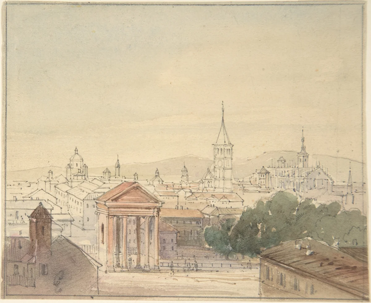 View of Milan by Adrian Ludwig Richter, drawing, 1820-1884