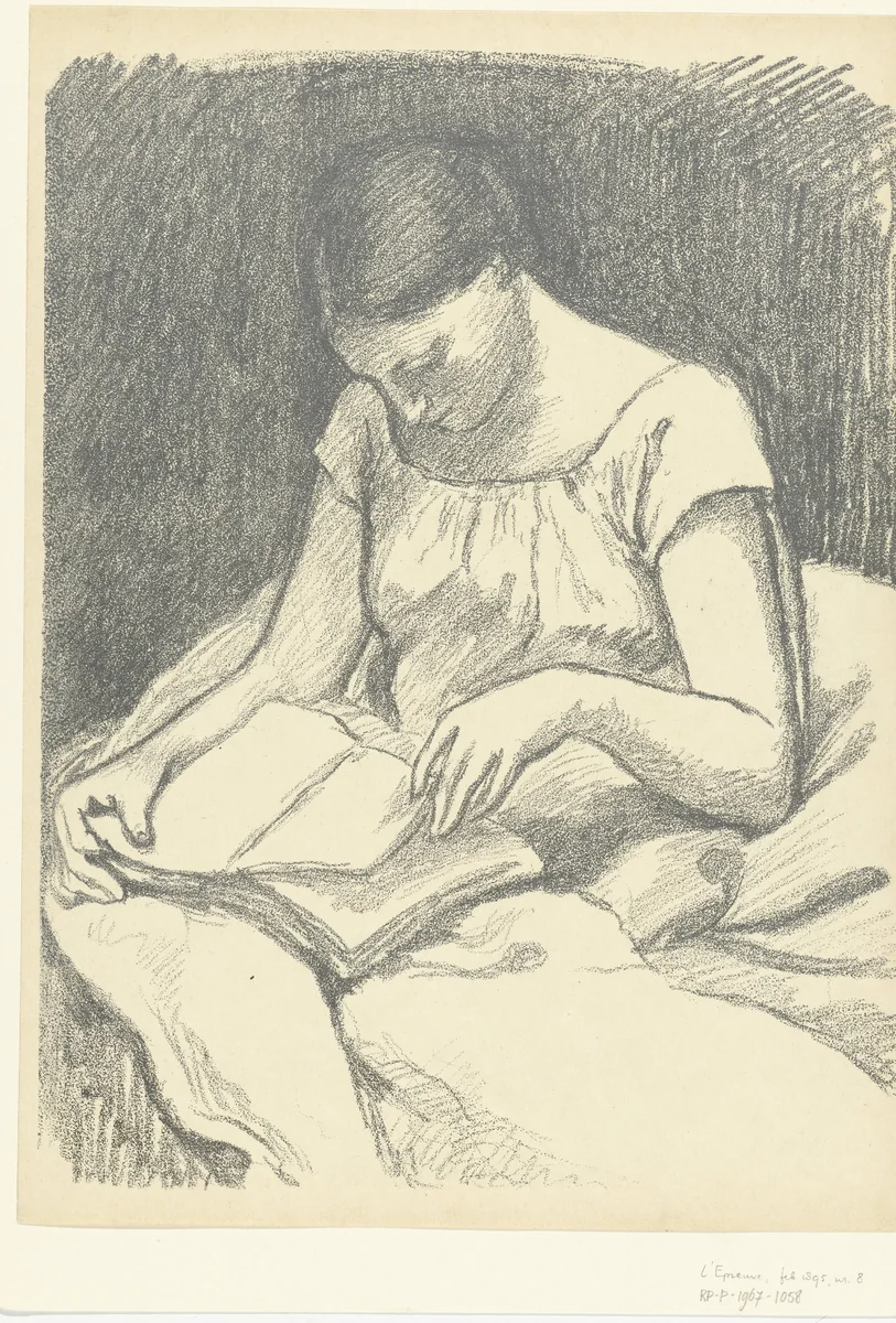 Lezende vrouw by Georges Daniel de Monfreid, print, 1893-1895