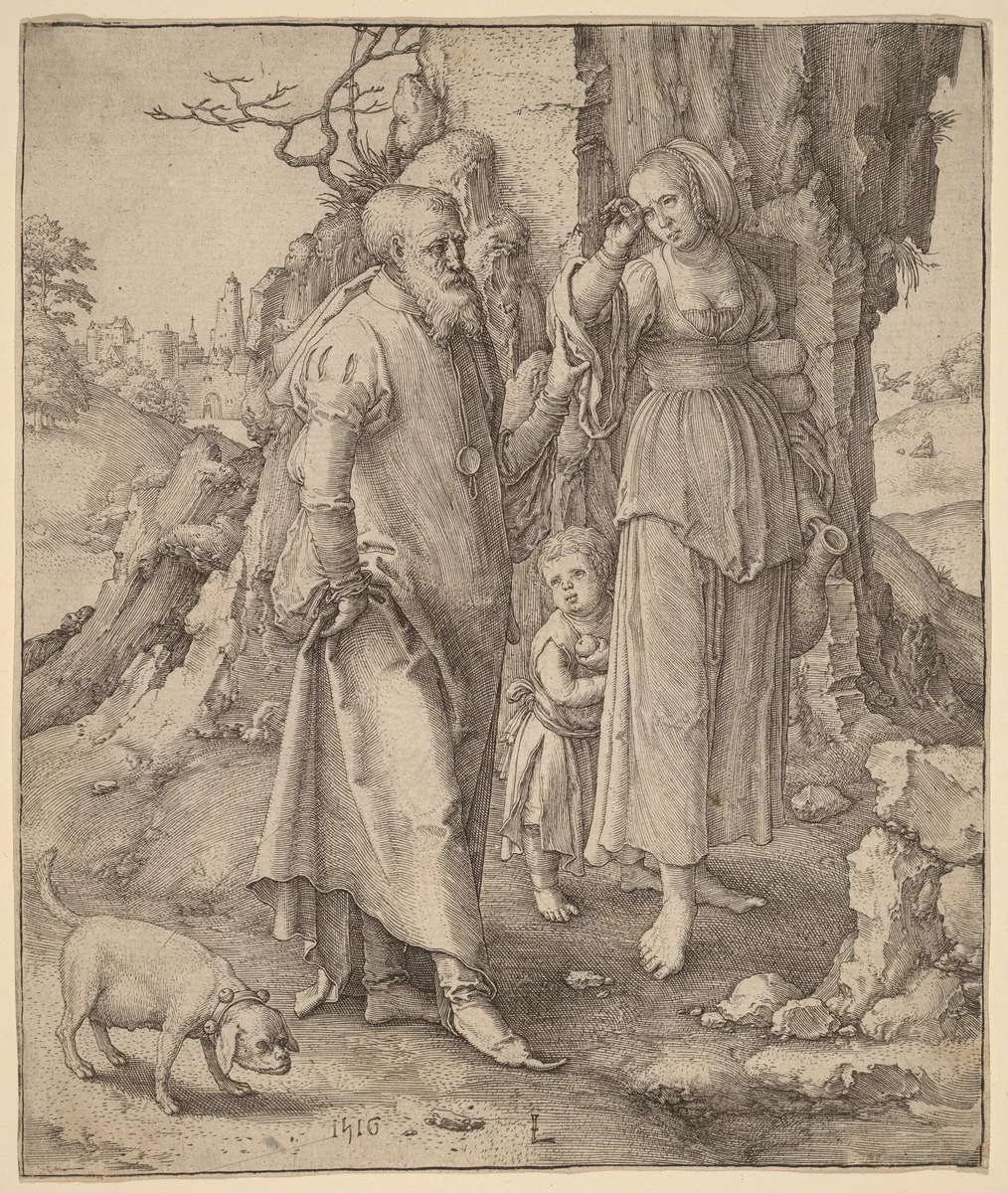 Abraham Repudiating Hagar by Lucas van Leyden, print, 1516