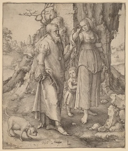 Abraham Repudiating Hagar by Lucas van Leyden, print, 1516