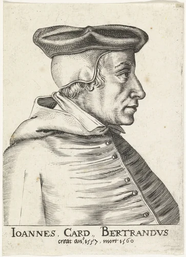 Portret van de Franse kardinaal Jean de Bertrand by Frans van den Wijngaerde, print, 1636-1679