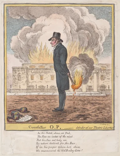 Counsellor O.P.–Defender of our Theatric Liberties by James Gillray, print, 1809