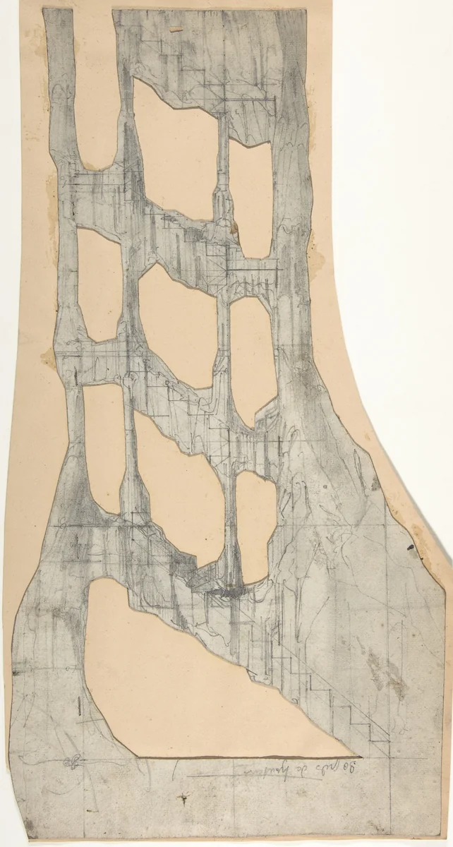 Design for a Stage Set at the Opéra, Paris by Eugène Cicéri, drawing, 1828-1890