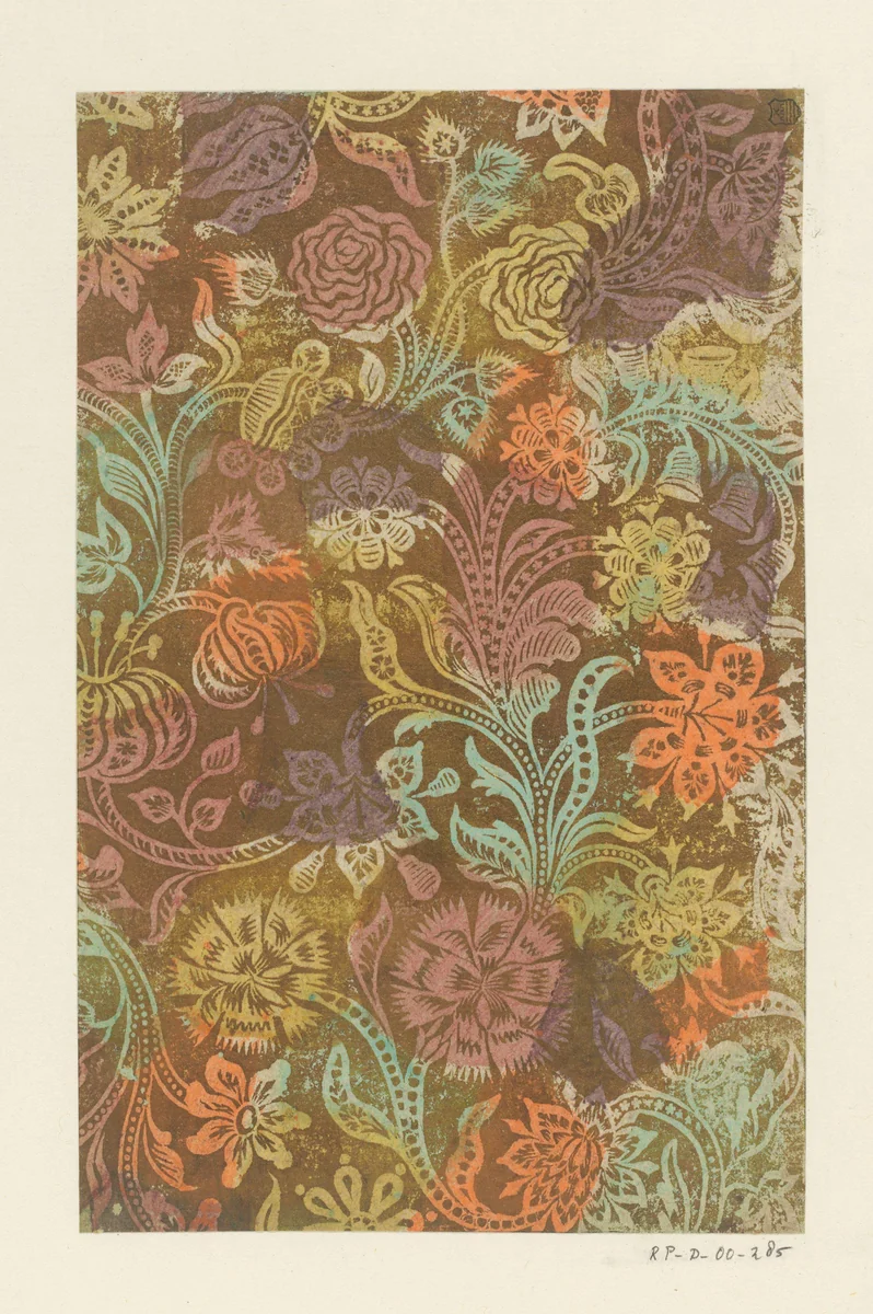 Blad met ranken met bloemen by anonymous, other, 1730-1780