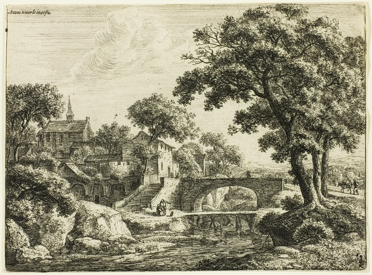 The Two Bridges by Anthonie Waterloo, print, 1650-1660