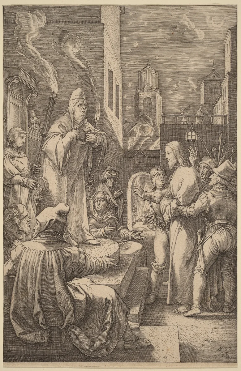 Christ before Caiphas by Hendrick Goltzius, print, 1597
