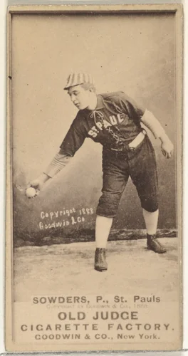 John Sowders, Pitcher, St. Paul Apostles, from the Old Judge series (N172) for Old Judge Cigarettes by Goodwin & Company, photograph, 1888