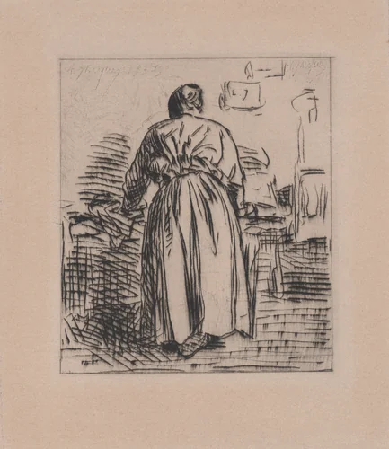The Ironing Woman by Charles Jacque, print, 1843