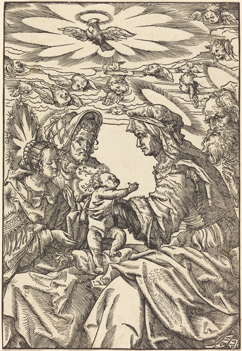 The Holy Family with Saint Anne and Saint Joachim by Hans Burgkmair, print, 1512