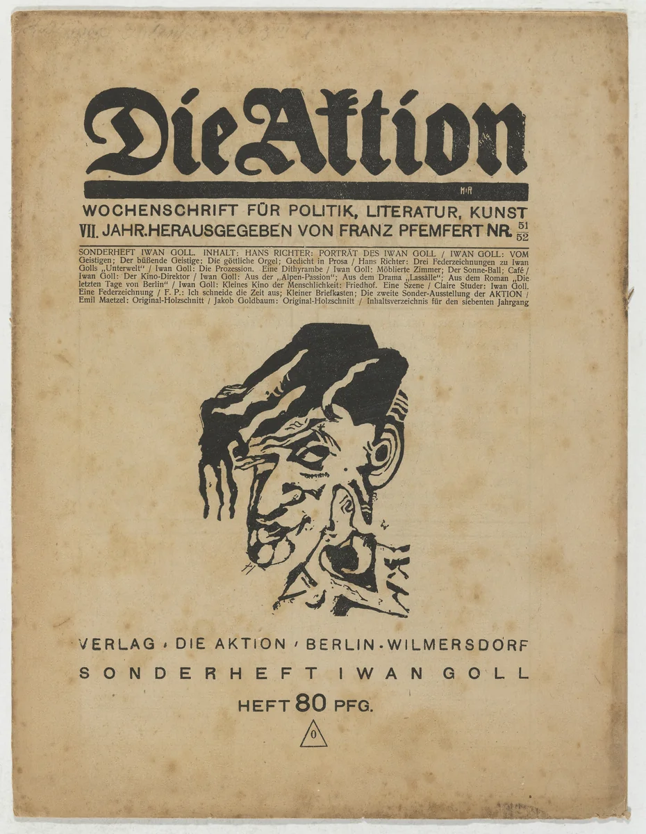 Die Aktion, vol. 7, no. 51/52 by Emil Maetzel, Jakob Goldbaum, periodical, 1917