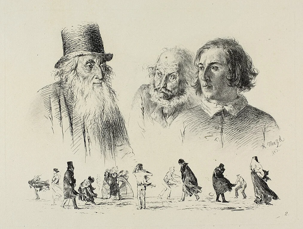 Plate two, from Radierversuche by Adolph Menzel, print, 1844