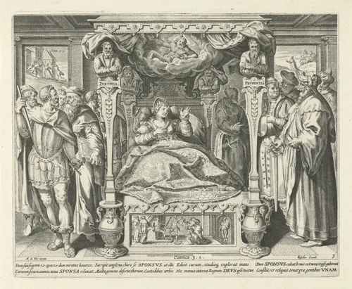 Bed met de bruid van Christus by anonymous, print, 1590