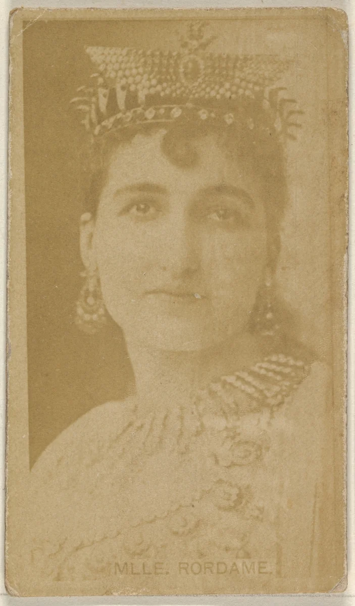 Mlle. Rordame, from the Actors and Actresses series (N45, Type 8) for Virginia Brights Cigarettes by Allen & Ginter, photograph, 1885-1891