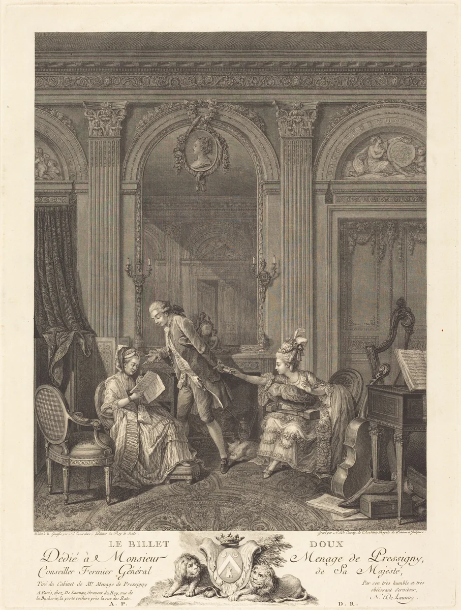 Le Billet doux by Nicolas Delaunay, print, 1778