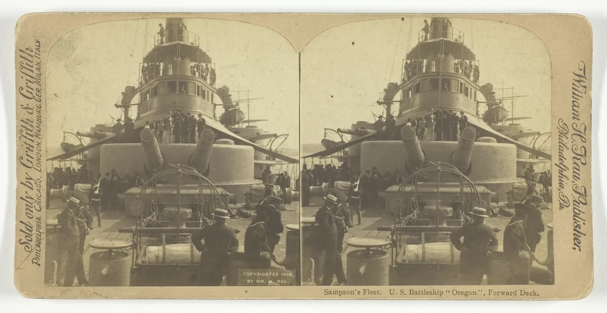 Sampson's Fleet. U.S. Battleship "Oregon", Forward Deck by William H. Rau, photograph, 1898