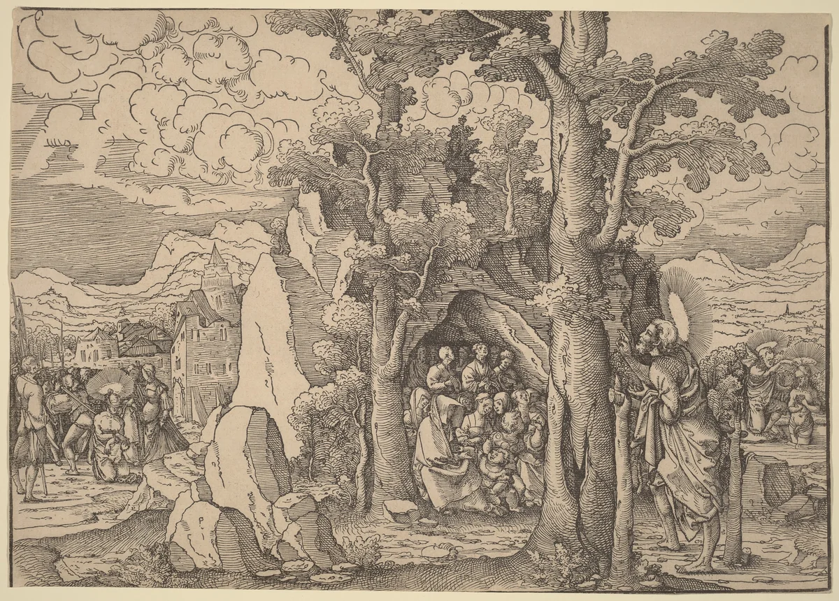 Saint John the Baptist Preaching by Frans Crabbe van Espleghem, print, 1530