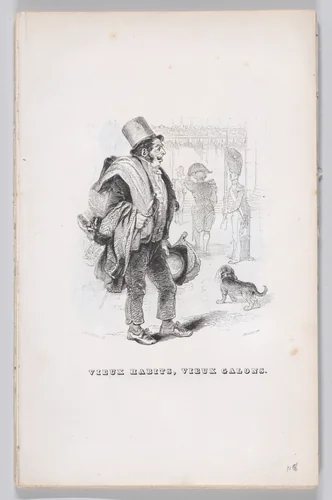 Old clothes, old military stripes, from "The Complete Works of Béranger" by J. J. Grandville, print, 1836