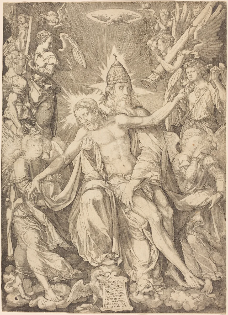 The Holy Trinity by Johann Ladenspelder, print, 1542